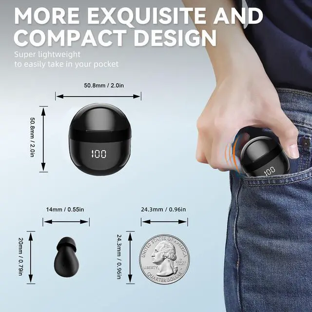 Alt view image 3 of 7 - Mini Invisible Earbuds Wireless Bluetooth, Small Earbuds for Small Ears Canals, Tiny Discreet Sleep Headphones for Side Sleepers, Comfortable Noise Canceling Earphones for Work Gym, Skin