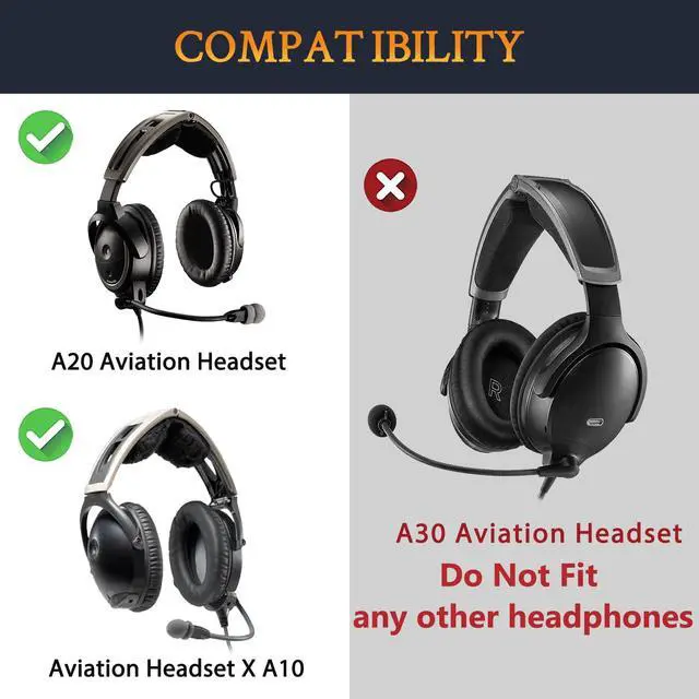 Alt view image 2 of 7 - Replacement Kit for Bose Aviation (A20/X A10) - Black | EarPads + Headband + Mic Cover for (A20/X A10) Headphones
