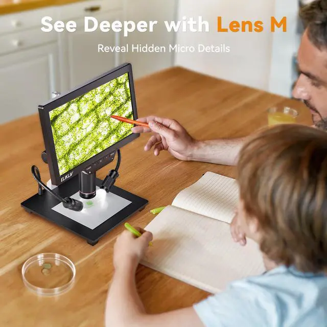 Alt view image 6 of 7 - 4K Magnetic 3 Lens Digital Microscope TL301, 7" HDMI Coin Magnifier | Soldering Electronics Repair Scope with 10 Stand, Whole Coin View for Collectors, IPS Screen, Side Light, DIY Grid Line, 16G
