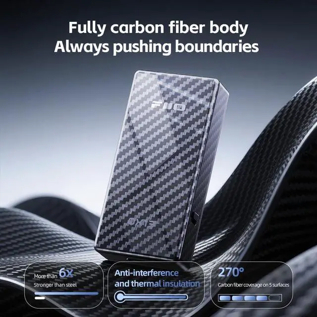 Alt view image 3 of 7 - QX13 Portable DAC Amp, ES9027PRO 8-Ch DAC, 900mW×2, XMOS 16-Core, 10-Band EQ, Carbon Fiber Body, Color Display (Black)