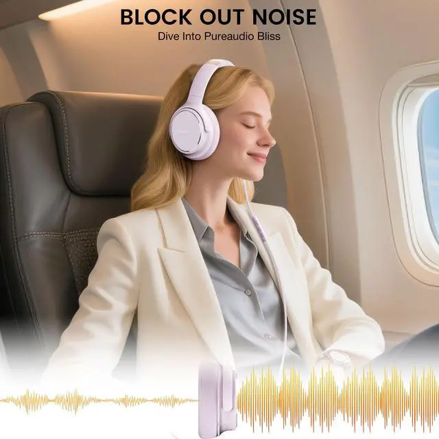 Alt view image 2 of 7 - USB C Wired Over-Ear Headphones with Microphone | Volume Control, Share Port, Adjustable Headband Foldable Stereo Headset for Adult/Teens for iPhone 16, Laptop, Gaming, Travel