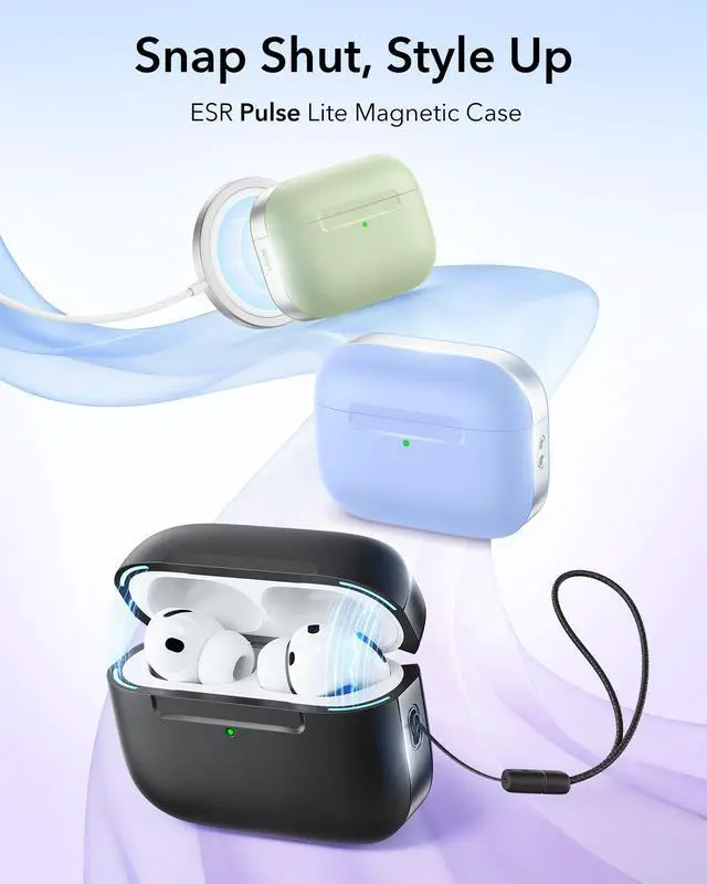 Alt view image 3 of 7 - for AirPods Pro 3 Case (USB-C), Compatible with MagSafe, Magnetic Lid Lock, Full Drop Protection Cover with Lanyard, Pulse Series, Black