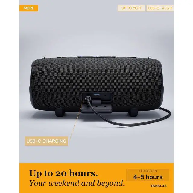 Alt view image 4 of 7 - HD-Max Loud Portable Wireless Bluetooth Speaker, 60W IPX7 20H | RGB Power bank Outdoor Speaker, TWS Stereo Pairing, Carry Strap & Deep Bass for Backyard Parties, USB-C Charging