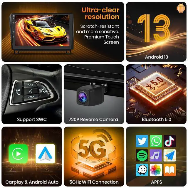 Alt view image 4 of 7 - Car Stereo for Toyota Tundra 2007-2013 Toyota Sequoia 2008-2018 5G WiFi | 10.1 Inch Touch Screen 5GWiFi 4G RAM 64G ROM with Wireless Carplay&Android Auto SWC GPS Navigation Bluetooth Backup Camera