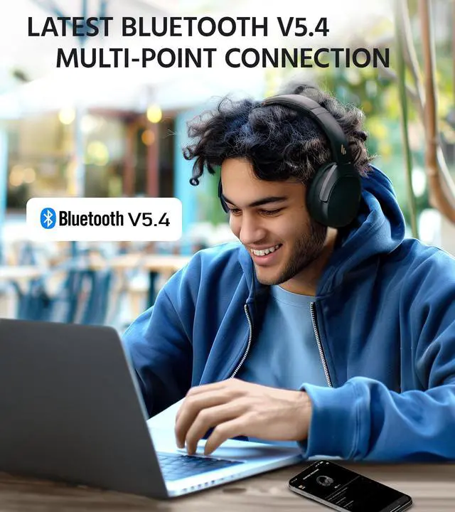 Alt view image 7 of 7 - W830NB Wireless Over Ear Headphones, 94H Playtime, Black 45dB Active Noise Cancelling, LDAC Hi-Res Sound, Spatial Audio, Fast Charging, Multipoint Connection, Bluetooth 5.4