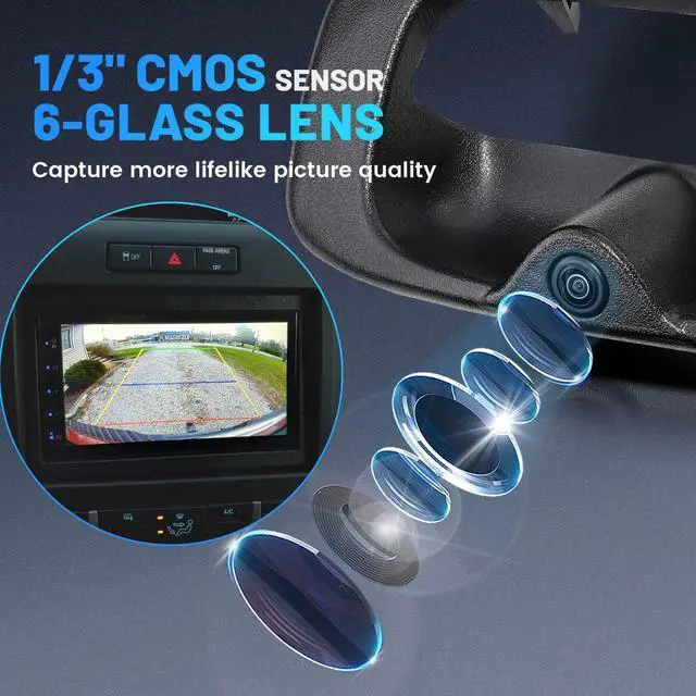 Alt view image 2 of 7 - Tailgate Handle Backup Camera for 1999-2006 Chevy Silverado GMC Sierra 1500 2500 3500 HD Classic Tailgate Reversing Rear View Back Up Camera RCA Plug, Replaces# 15228539, GM1915105, GM1916102