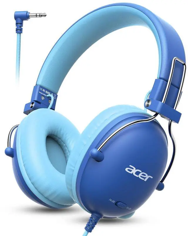 Main image of Kids Headphones Wired for School, 74-85dB Limiter, Blue OHW342 | Foldable on-ear Stereo Sound, no Mic, 3.5mm Jack,for Kids Boys Girls Classroom Travel Chromebook iPad Tablets
