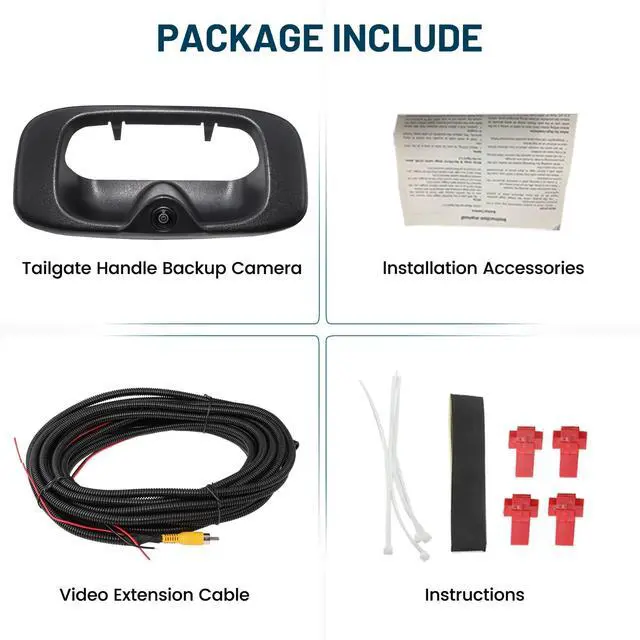 Alt view image 7 of 7 - Tailgate Handle Backup Camera for 1999-2006 Chevy Silverado GMC Sierra 1500 2500 3500 HD Classic Tailgate Reversing Rear View Back Up Camera RCA Plug, Replaces# 15228539, GM1915105, GM1916102
