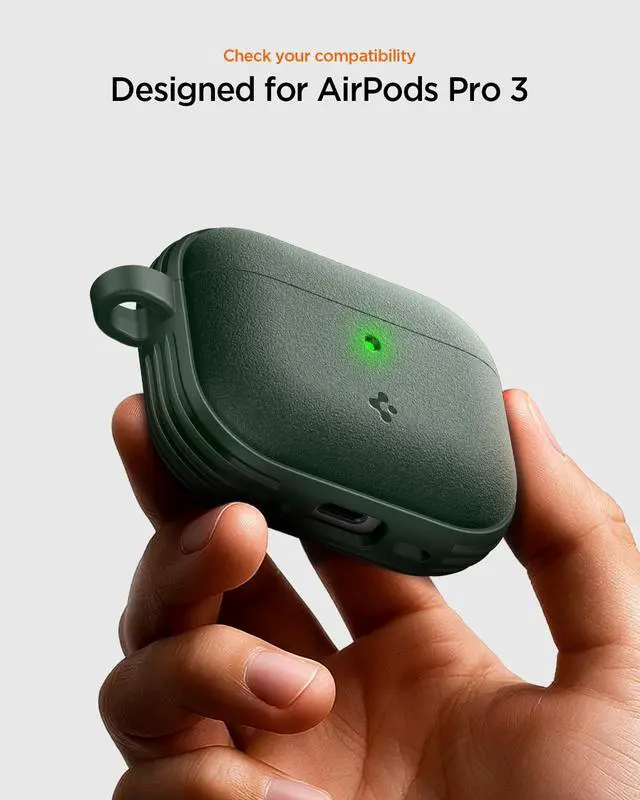 Alt view image 2 of 7 - Vault Case Designed for AirPods Pro 3 Case (2025) | Secure Magnetic Lock, Military-Grade Drop Protection, Carabiner Included - Midnight Green