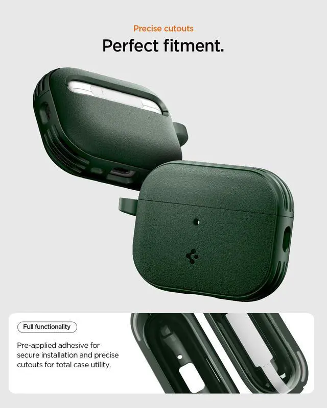Alt view image 5 of 7 - Vault Case Designed for AirPods Pro 3 Case (2025) | Secure Magnetic Lock, Military-Grade Drop Protection, Carabiner Included - Midnight Green