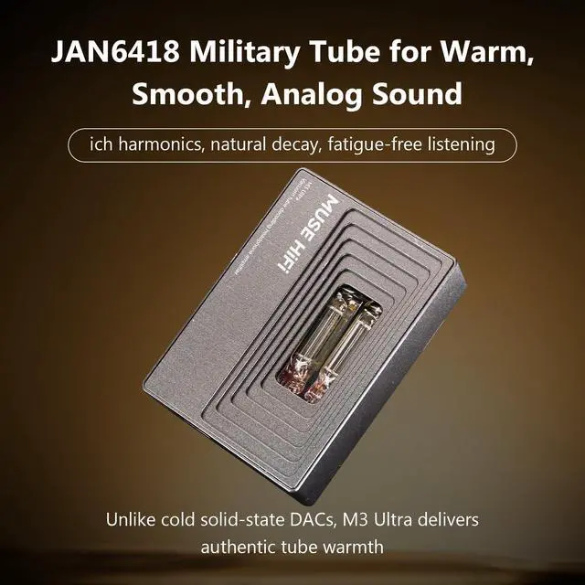 Alt view image 3 of 7 - MUSEHiFi M3 Ultra Portable Tube DAC Amp with JAN6418 Vacuum Tube, 460mW/480mW Balanced Output, USB C Dongle DAC for IEMs & Headphones, Amplifier for Phone/PC/Mac