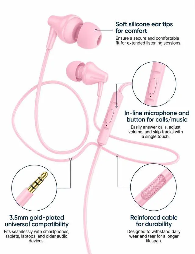 Alt view image 6 of 7 - 2-Pack Teens Wired Earbuds with Cases, 3.5mm School Headphones, Crack | 2-Pack Teens Wired Student Earbuds with Carabiner Clips to Attach on School Backpacks, 2 Aesthetic Cases & Mics