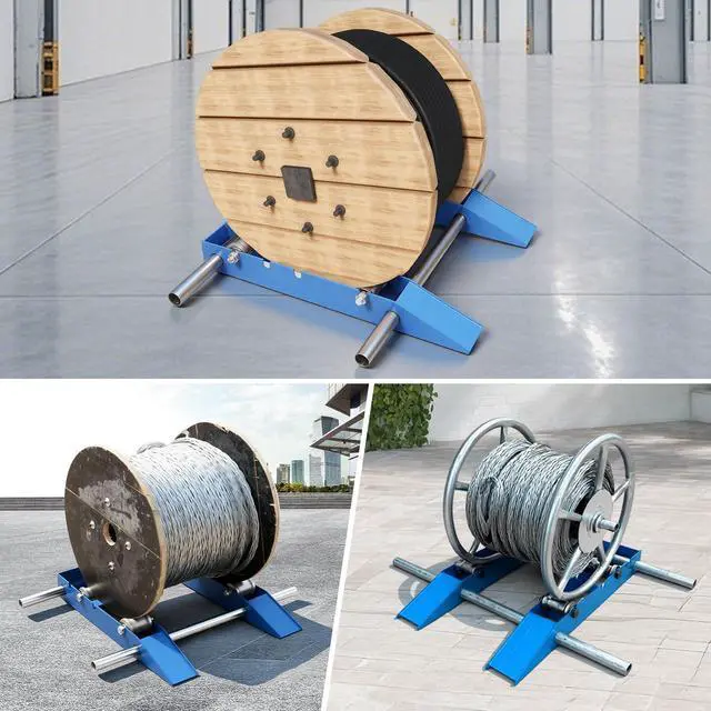 Alt view image 7 of 7 - Cable Drum Roller, Heavy Duty Cable Caddy,Wire Unwinder Dispenser, Double Rail Wire Stand for Drum Reel Max 39.4in Width, 2 Ton
