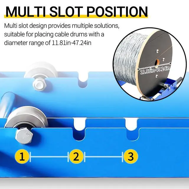 Alt view image 4 of 7 - Cable Drum Roller, Heavy Duty Cable Caddy,Wire Unwinder Dispenser, Double Rail Wire Stand for Drum Reel Max 39.4in Width, 2 Ton