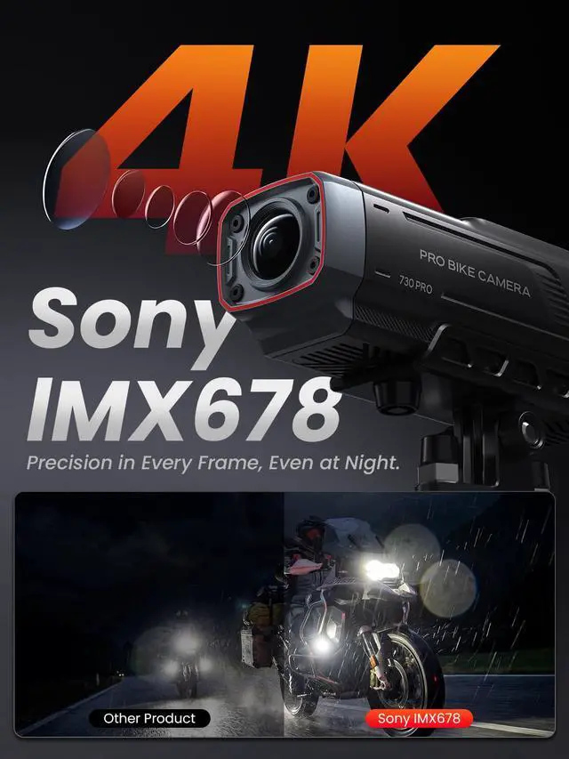 Alt view image 3 of 7 - AKY-730Pro 4K Motorcycle/Bike Dash Cam,60FPS Action Camera with EIS Stabilization,1.14" Touchscreen, Built-in GPS, IP66 Waterproof, Up to 6 Hours of Battery Life,Loop Recording,Parking Monitor