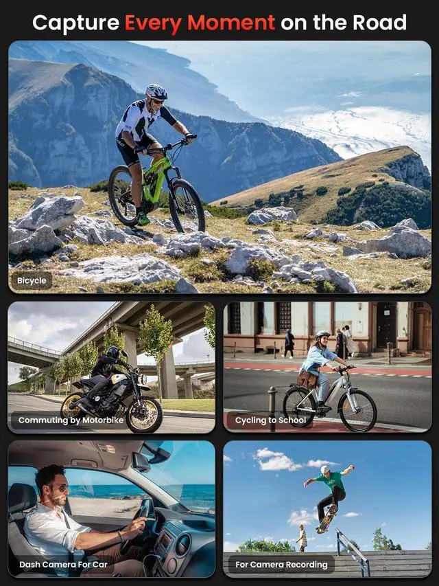 Alt view image 7 of 7 - AKY-730Pro 4K Motorcycle/Bike Dash Cam,60FPS Action Camera with EIS Stabilization,1.14" Touchscreen, Built-in GPS, IP66 Waterproof, Up to 6 Hours of Battery Life,Loop Recording,Parking Monitor