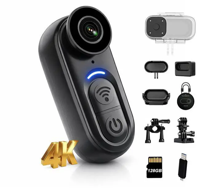 Main image of 4K Mini Body Camera 128GB Wearable Camera with Stabilization | Capture hands-free POV videos with 6-axis stabilization, magnetic mount for cycling, travel and outdoor adventures