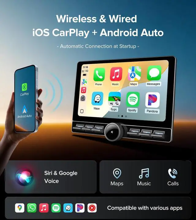 Alt view image 3 of 7 - Car Stereo for Ford F150 2009-2014 Wireless CarPlay Android Auto | Fits XL XLT Base Manual AC, 4G+64GB ROM, Knob Keybutton for Safe Driving, Offline GPS, Backup Camera Included, Plug and Play