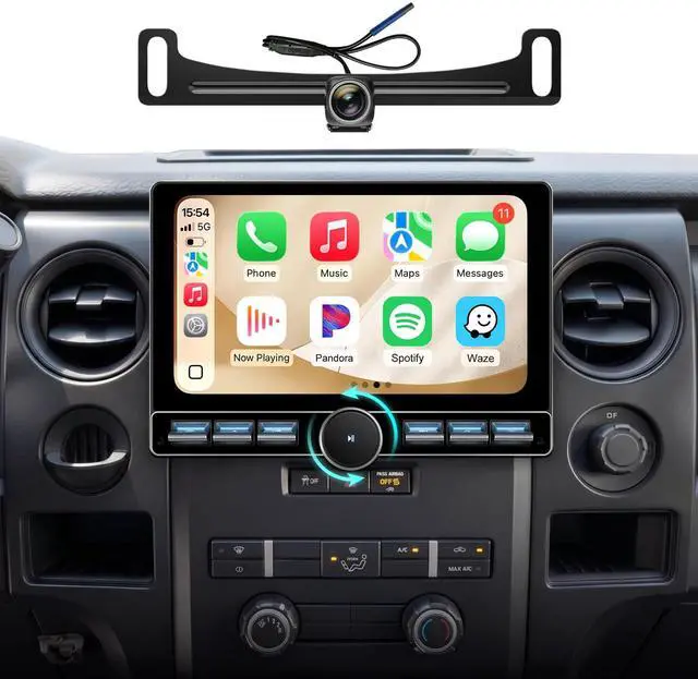 Main image of Car Stereo for Ford F150 2009-2014 Wireless CarPlay Android Auto | Fits XL XLT Base Manual AC, 4G+64GB ROM, Knob Keybutton for Safe Driving, Offline GPS, Backup Camera Included, Plug and Play