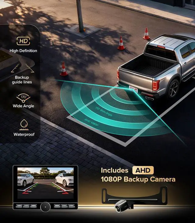 Alt view image 7 of 7 - Car Stereo for Ford F150 2009-2014 Wireless CarPlay Android Auto | Fits XL XLT Base Manual AC, 4G+64GB ROM, Knob Keybutton for Safe Driving, Offline GPS, Backup Camera Included, Plug and Play