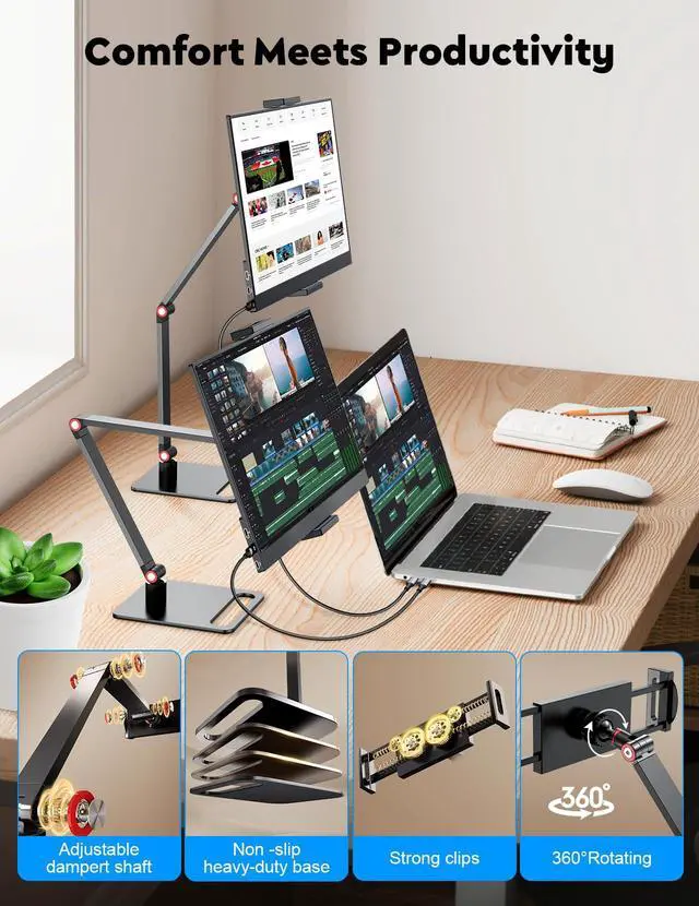Alt view image 3 of 7 - Portable Monitor with Stand 15.6-Laptop Screen Extender 1080P FHD for USB C hdmi Portable Screen Display Vesa Compatible for Windows Mac/Android/Switch/PS5