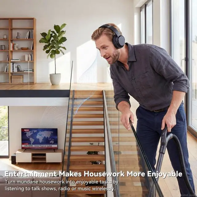 Alt view image 5 of 7 - Wireless Headphones for TV, TV Headphones Wireless for Seniors, Bluetooth 5.2 Headphones fot TV with Transmitter Charging Dock, 65H Playtime, Low Latency, Easy Plug & Play for Elderly & Parents
