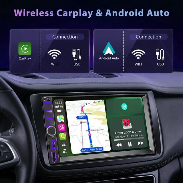 Alt view image 3 of 7 - 7" Wireless Double Din Car Stereo Carplay Radio Screen for Car Audio Receivers, Double Din Radio with Bluetooth Car Play Android Auto Touchscreen, Backup Camera, FM/AM, MirrorLink