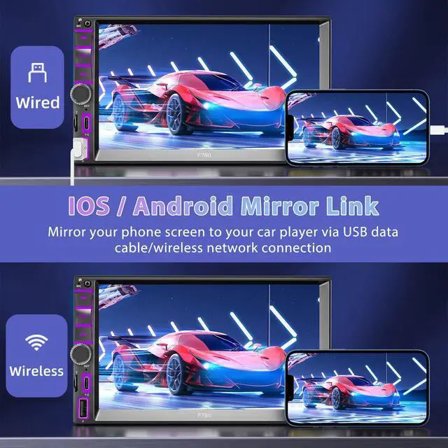 Alt view image 5 of 7 - 7" Wireless Double Din Car Stereo Carplay Radio Screen for Car Audio Receivers, Double Din Radio with Bluetooth Car Play Android Auto Touchscreen, Backup Camera, FM/AM, MirrorLink