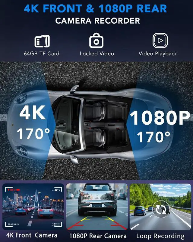 Alt view image 4 of 7 - 10.26" Portable Apple CarPlay Screen for Car, Wireless CarPlay & Android Auto Touch Screen, 4K Dash Cam, 1080P Backup Camera, Bluetooth 5.0, FM Transmitter, Mirror Link, Phone Navigation