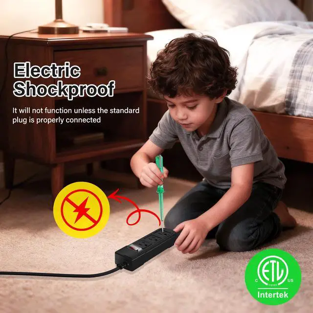 Alt view image 4 of 7 - Outdoor Power Strip 10 Ft, IPX4 Waterproof Surge Protector 3 Widely Spaced AC Outlets Extension Cord, 45° Flat Plug, Wall Mountable, 18 Gauge 125V for Garden Patio Camping Christmas Lights-ETL