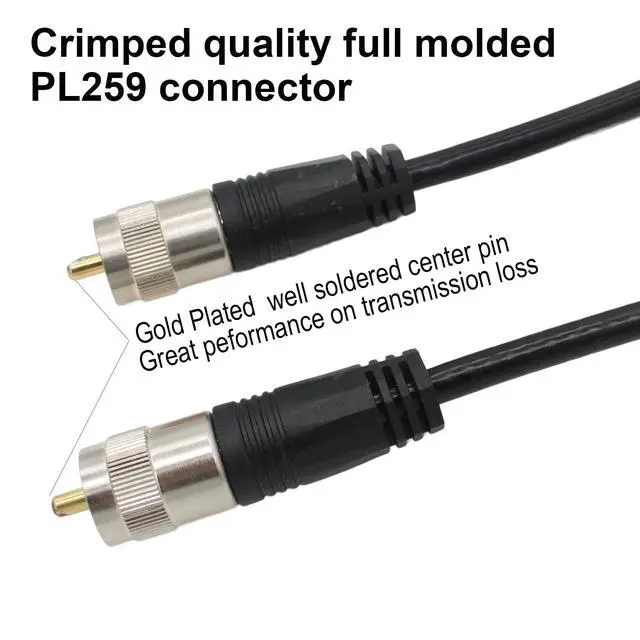 Alt view image 2 of 6 - RG8X Coaxial Cable 50ft (15m), CB Coax Cable, UHF PL259 Male to Male Coaxial Cable Connector for HAM Radio, Antenna Analyzer