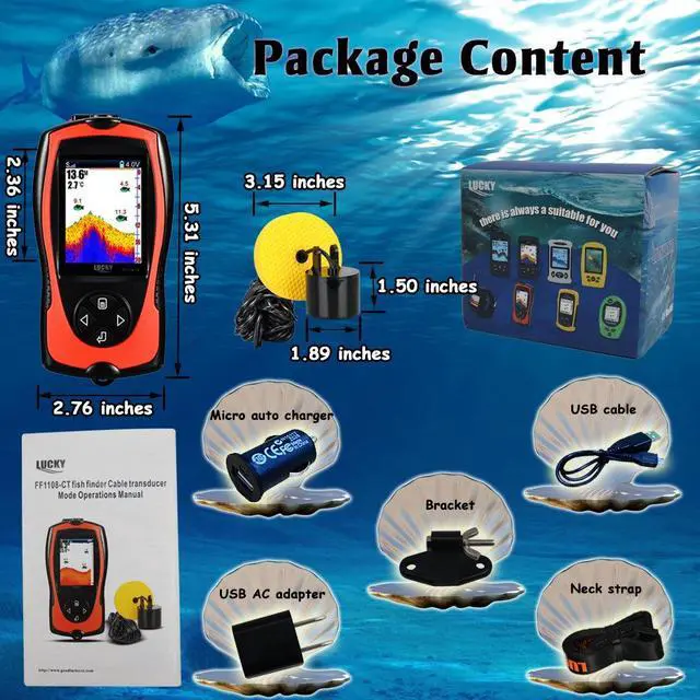 Alt view image 7 of 7 - Portable Fish Finder Handheld Kayak Fish Finders Wired Fish Depth Finder Sonar Sensor Transducer for Boat Fishing Sea Fishing