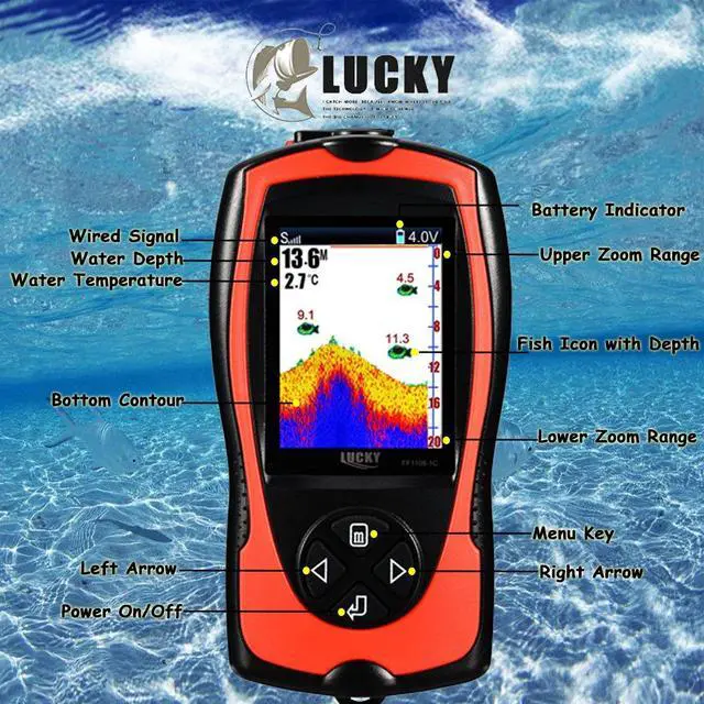 Alt view image 6 of 7 - Portable Fish Finder Handheld Kayak Fish Finders Wired Fish Depth Finder Sonar Sensor Transducer for Boat Fishing Sea Fishing