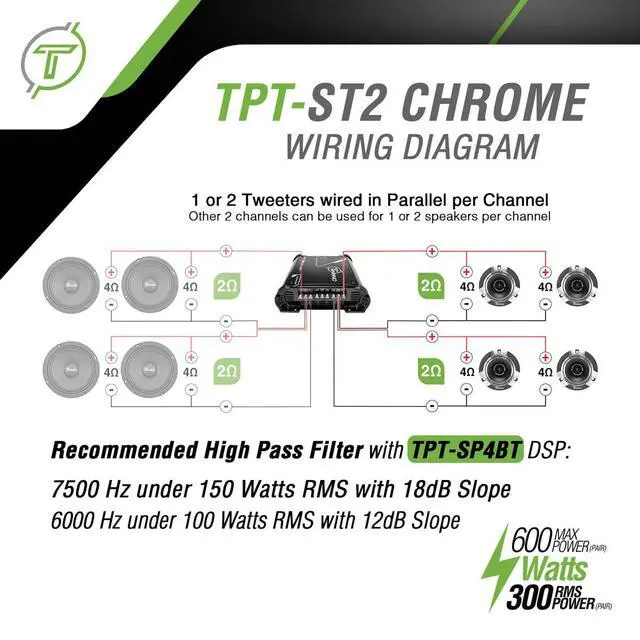 Alt view image 7 of 7 - TPT-ST2 Chrome Slim Super Tweeter, 600 Watts 4 Ohm, 105 dB, 1 in Voice Coil, 3.85 inch Pro Car Sound System Bullet Tweeters (Pair)