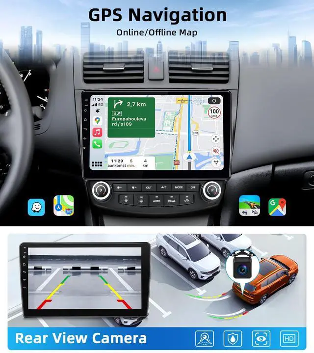Alt view image 4 of 7 - Car Radio Stereo for Honda Accord 7th 2003 2004 2005 2006 2007 | 4Core 2GB 64GB,5G WiFi,10'' IPS HD Touch Screen,Wireless CarPlay Android Auto,1080P Backup Camera,AM FM,SWC,Bluetooth