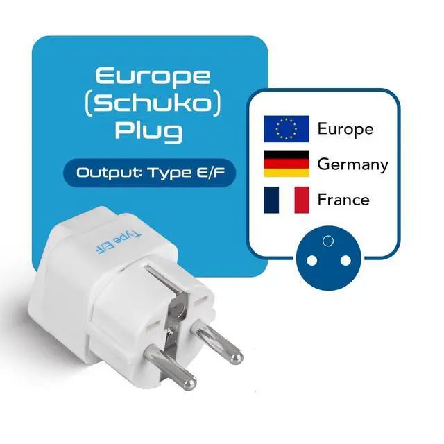 Alt view image 2 of 7 - Schuko, Germany France Travel Power Adapter, Grounded European Plug - Type E/F Outlet, Adaptor for USA to Europe EU Socket - 3 Pack - Use In Norway, Korea, Spain, Greece, Russia, Iceland