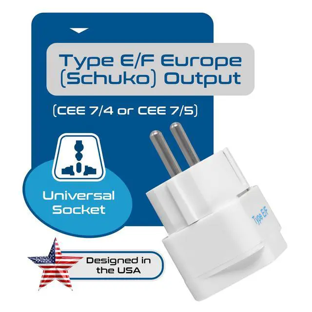 Alt view image 6 of 7 - Schuko, Germany France Travel Power Adapter, Grounded European Plug - Type E/F Outlet, Adaptor for USA to Europe EU Socket - 3 Pack - Use In Norway, Korea, Spain, Greece, Russia, Iceland
