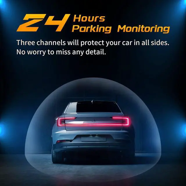 Alt view image 6 of 7 - T1-pro Dash Cam Front and Rear Inside 3 Channel 1080P, Adjustable Lens Dash Camera for Cars with 8 IR Lamps Night Vision, Three Ways Triple Car Camera, Loop Recording, G-Sensor, Parking Monitor