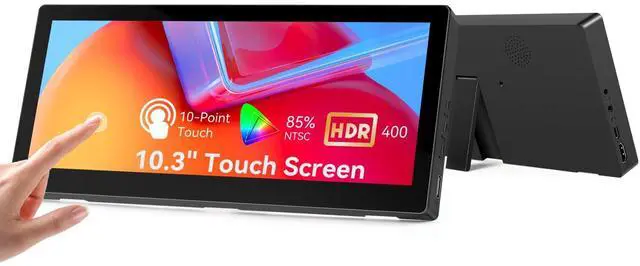 Main image of 10.3 Inch Small Touchscreen Monitor, 400cd/m², IPS Stretched Bar LCD Mini | Travel Touch Display 1920 * 720 HDMI USBC, Portable Touch Screen for Laptop Computer Windows Aida64 GPU CPU RAM Monitoring