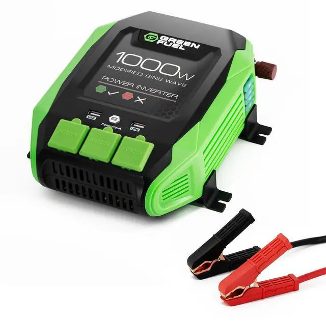 Main image of 1000W Power Inverter 2000W Peak, DC 12V to 3X 120V AC | 3X AC, 2X 2.4Amp USB, Mounting Brackets and Clamps Included, RV, Car, Truck, Camping, Outdoor, Emergency, Portable