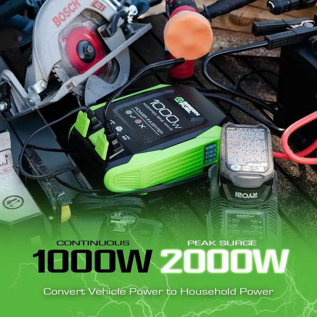 Alt view image 3 of 7 - 1000W Power Inverter 2000W Peak, DC 12V to 3X 120V AC | 3X AC, 2X 2.4Amp USB, Mounting Brackets and Clamps Included, RV, Car, Truck, Camping, Outdoor, Emergency, Portable