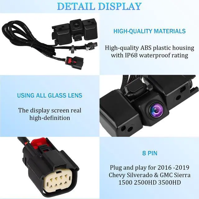 Alt view image 5 of 6 - Backup Camera fit for 2016-2019 Chevy Silverado/GMC Sierra 1500 2500 3500 | Rear View Reverse Camera Power Tailgate Camera Replacement 84062896, 590-111, 23363727, 84032513, PAC100, GM1960102