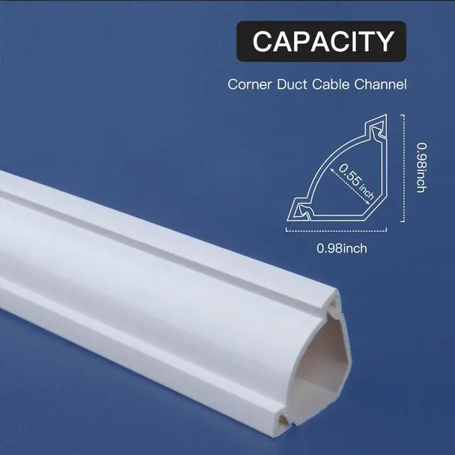 Alt view image 2 of 7 - Corner Cable Hider, White, 125.6in Cord Cover for Wall,8X15.7in | Cable Concealer, Paintable Corner Cable Management Kit, Wire Hider,Cable Raceway for Floor Baseboard and Ceiling