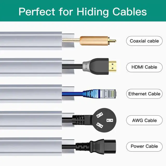 Alt view image 3 of 7 - Corner Cable Hider, White, 125.6in Cord Cover for Wall,8X15.7in | Cable Concealer, Paintable Corner Cable Management Kit, Wire Hider,Cable Raceway for Floor Baseboard and Ceiling