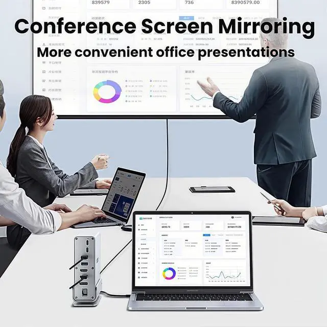 Alt view image 7 of 7 - 15-in-1 USB C Hub/Docking Station Dual Monitor 2 HDMI with Ethernet PD | 4k HD Triple Display (2x HDMI+1x DP), Gigabit Ethernet, 100W PD Charging, 20X Faster Transfer (10Gbps) with USB 3.2,TF/SD