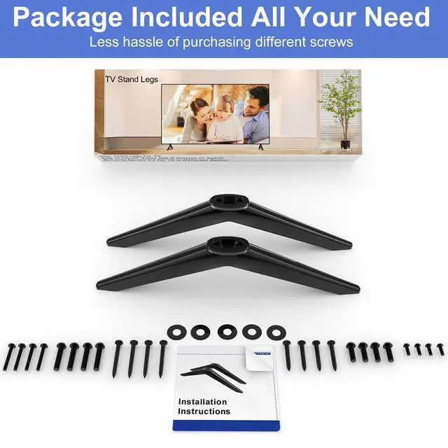 Alt view image 6 of 7 - TV Stand for Element Roku TV Legs, for Element 300/400 / 450 Series, TV Stand Legs for Element 24 32 43 50 55 58 65 in, Please Measure Distance Between Bottom Two Holes