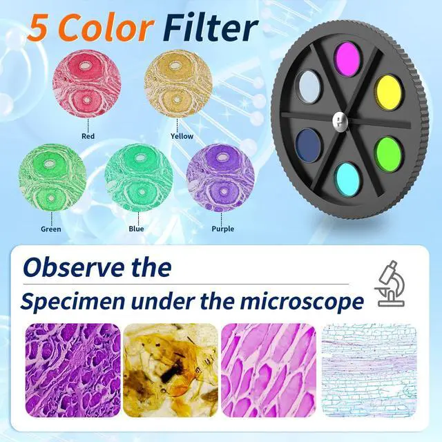 Alt view image 4 of 7 - Microscope for Kids & Adults, 40X-2500X High-Power Compound Microscope for Students, School Lab & Home Schooling,Features Prepared Slides & Phone Holder