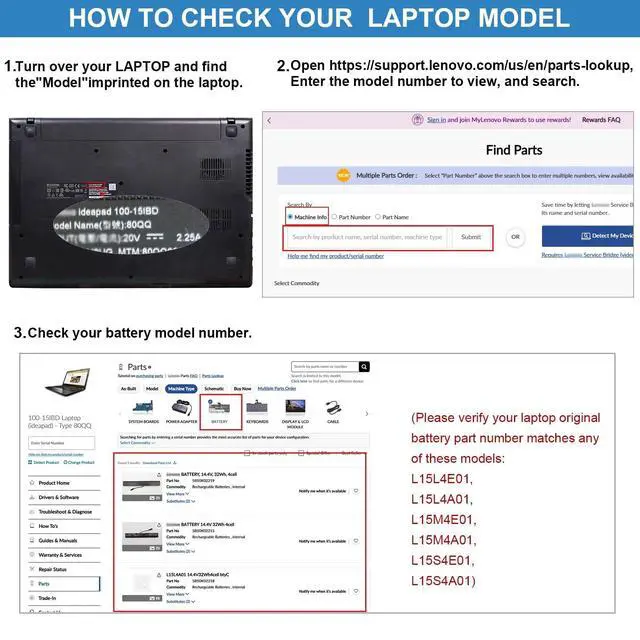 Alt view image 5 of 7 - L15L4A01 Battery for Lenovo V4400 Ideapad 100-14IBD 100-15IBD 110-15ISK 110-17ACL 110-17IKB 300-15ABM 300-15IBR 300-15IBY 300-15IBR 300-15IBY 300-15IBY 300-15ISK 300-17ISK 80Q70021US 80UD