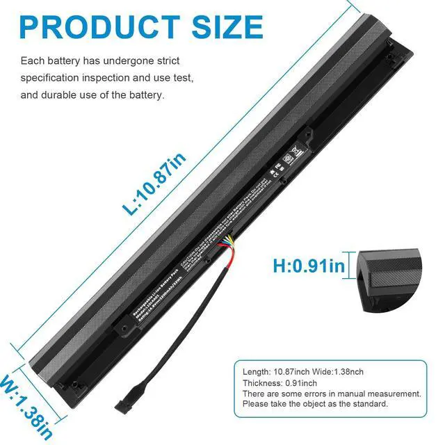Alt view image 7 of 7 - L15L4A01 Battery for Lenovo V4400 Ideapad 100-14IBD 100-15IBD 110-15ISK 110-17ACL 110-17IKB 300-15ABM 300-15IBR 300-15IBY 300-15IBR 300-15IBY 300-15IBY 300-15ISK 300-17ISK 80Q70021US 80UD