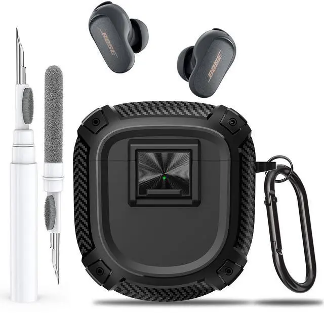 Main image of for New Bose QuietComfort Ultra Earbuds (2nd Gen 2025)/Ultra 2023/II 2022 Case Cover with Lock Clip&Cleaner kit, Rugged Shockproof Protective Bose QC Ultra 2 Hard Skin with Carabiner - Black
